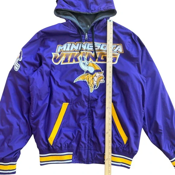 Mens Minnesota Vikings NFL Zip Up Hoodie‎ Jacket Purple Gray XL Reversible